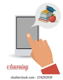 e-learning design over white background, vector illustration