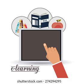 e-learning design over white background, vector illustration