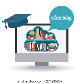e-learning design over white background, vector illustration