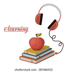 e-learning design over white background, vector illustration
