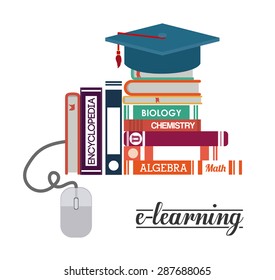 e-learning design over white background, vector illustration