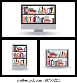 e-learning design over white background, vector illustration