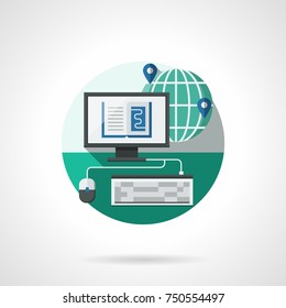E-learning, detailed flat icon