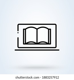E-learning or Digital education sign line icon or logo. distance education concept. Online education internet learning vector linear illustration.
