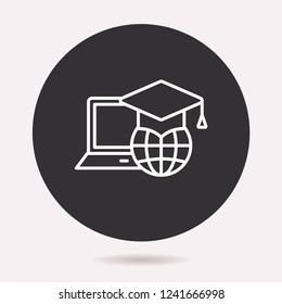 E-learning distance education icon. Vector illustration isolated. Simple pictogram for graphic and web design.