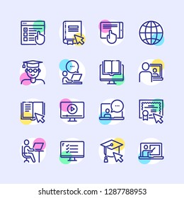 E-learning distance education icons set