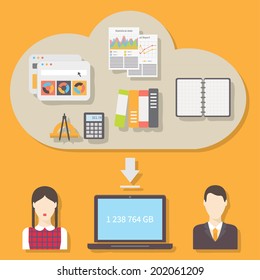 E-learning, distance education, school avatars. Vector illustration.