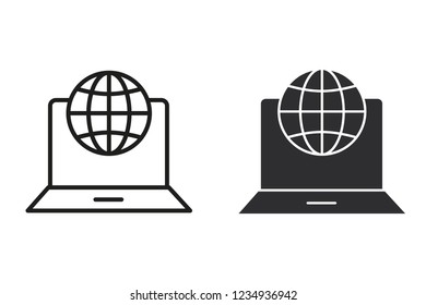 E-learning distance education vector icon. Black illustration isolated on white. Simple pictogram for graphic and web design.