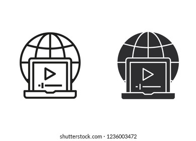 E-learning distance education vector icon. Black illustration isolated on white. Simple pictogram for graphic and web design.