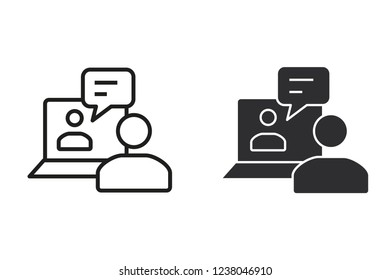 E-learning distance education vector icon. Black illustration isolated on white. Simple pictogram for graphic and web design.
