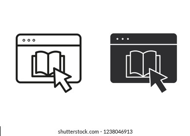 E-learning distance education vector icon. Black illustration isolated on white. Simple pictogram for graphic and web design.