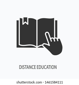 E-learning distance education vector icon. Black illustration isolated on white.