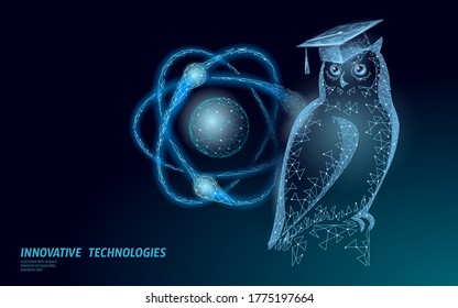 E-learning distance graduate via smartphone. Certificate program concept. Low poly 3D render graduation cap modern design banner template. Internet education course degree vector illustration