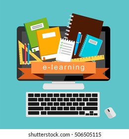 E-learning, e-book, online education. 