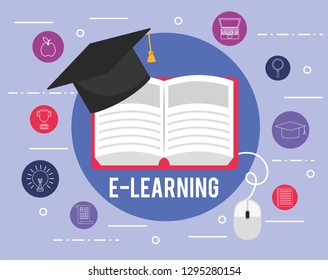 Elearning Education Book Graduation Cap Stock Vector (Royalty Free ...