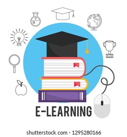 elearning education books with graduation cap