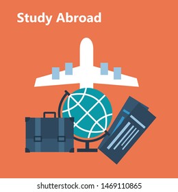 E-learning education design - Vector illustration (Study Abroad)