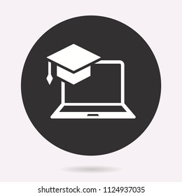 E-learning education icon. Academic study, learn symbol. Vector illustration isolated. Simple pictogram for graphic and web design.