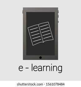E-learning education icon on the white background