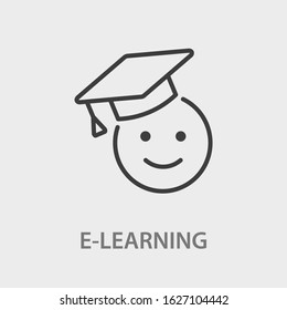 E-learning education line icon. Vector illustration on white background.