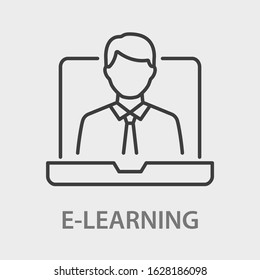 E-learning education line icon. Vector illustration on white background.