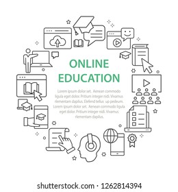 E-learning  education outline icons set for interface, website, banner, print.