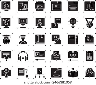 E-learning fill icon set vector design illustration stock