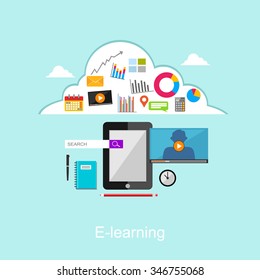 E-learning flat design illustration concept.
