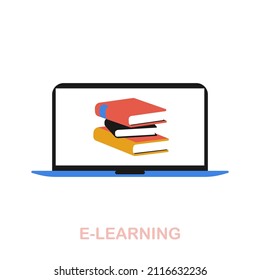 E-Learning flat icon. Colored element sign from online education collection. Flat E-Learning icon sign for web design, infographics and more.
