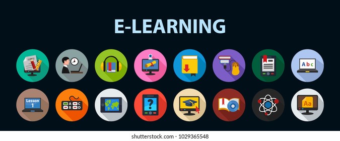 E-learning flat icon concept. Vector illustration. Element template for design.