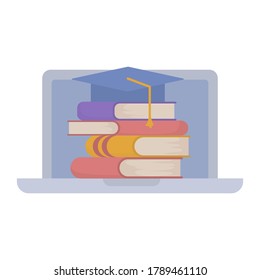 Icono plano de e-learning. Ilustración de la educación a distancia. Vector.