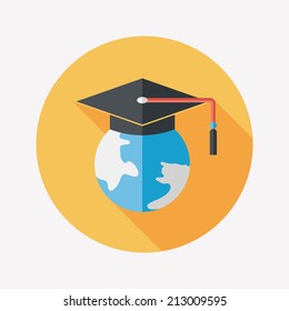 e-learning flat icon with long shadow,eps10