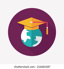 e-learning flat icon with long shadow,eps10