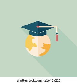 e-learning flat icon with long shadow,eps10