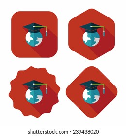 e-learning flat icon with long shadow,eps10