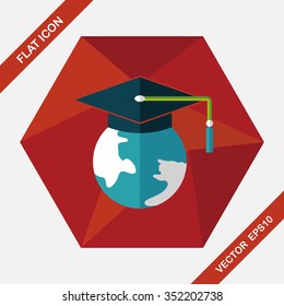 e-learning flat icon with long shadow,eps10