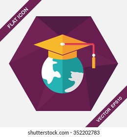 e-learning flat icon with long shadow,eps10