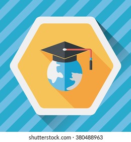e-learning flat icon with long shadow,eps10