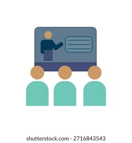 Icono plano de e-learning para conceptos de educación en línea y aprendizaje digital. Diseño de Vectores limpios para plataformas de e-learning, App en educación, UI, Sitios web, dashboards y proyectos de estudio modernos.