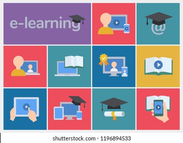 e-learning flat icons