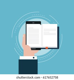 E-learning flat vector illustration design. Online education, internet teaching, distance education, e-book, online research, internet library. Icon design for web banners and apps