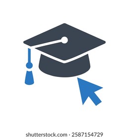 E-Learning Graduation Icon On White Background