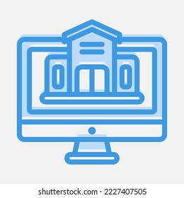 Icono de Elearning de estilo azul, utilizado para la presentación de aplicaciones móviles del sitio web