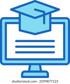 Elearning Icon Blue Vector Illustration