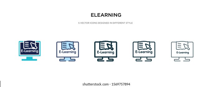 elearning icon in different style vector illustration. two colored and black elearning vector icons designed in filled, outline, line and stroke style can be used for web, mobile, ui