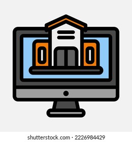 Elearning icon in filled line style, use for website mobile app presentation