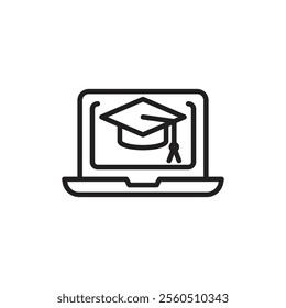 E-learning icon Flat art in black and white isolated