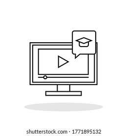 E-Learning icon in flat style. Online education symbol for your web site design, logo, app, UI Vector EPS 10.