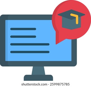 Elearning Icon Flat Vector Illustration