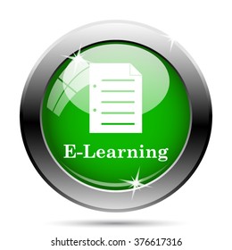 E-learning icon. Internet button on white background. EPS10 vector.